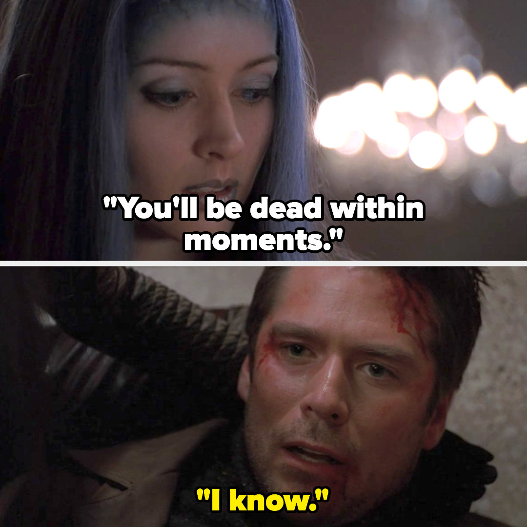 Illyria says Wes is moments from death, and he says he knows