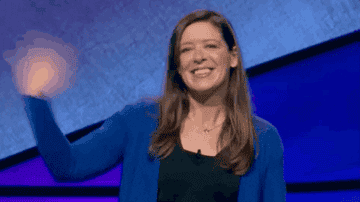 A &quot;Jeopardy&quot; contestant waving