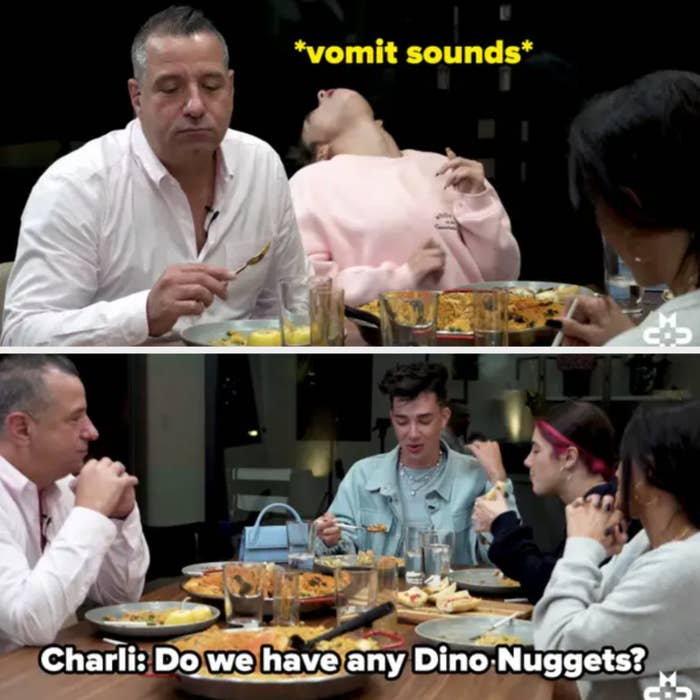 Charli and Dixie complaining about their dinner