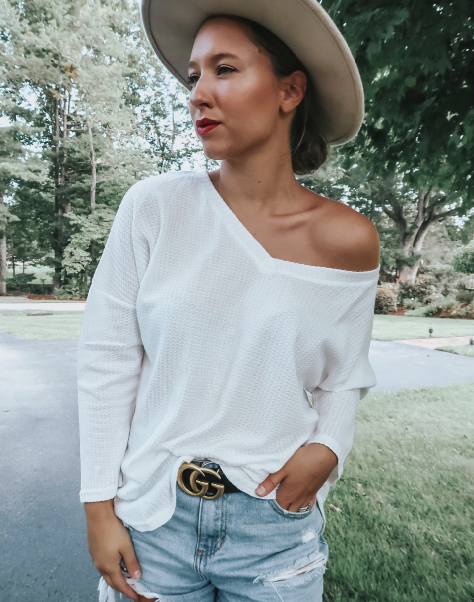 A customer review photo of the thermal top in white
