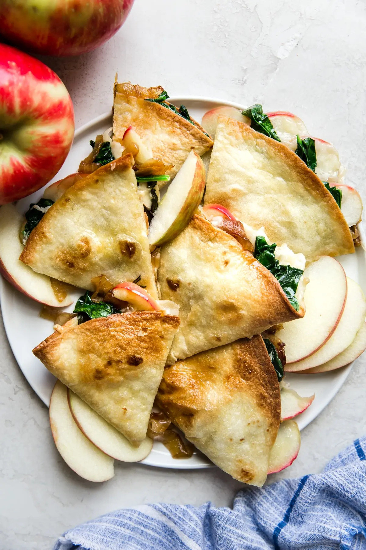 Apple, Caramelized Onion And Spinach Quesadilla