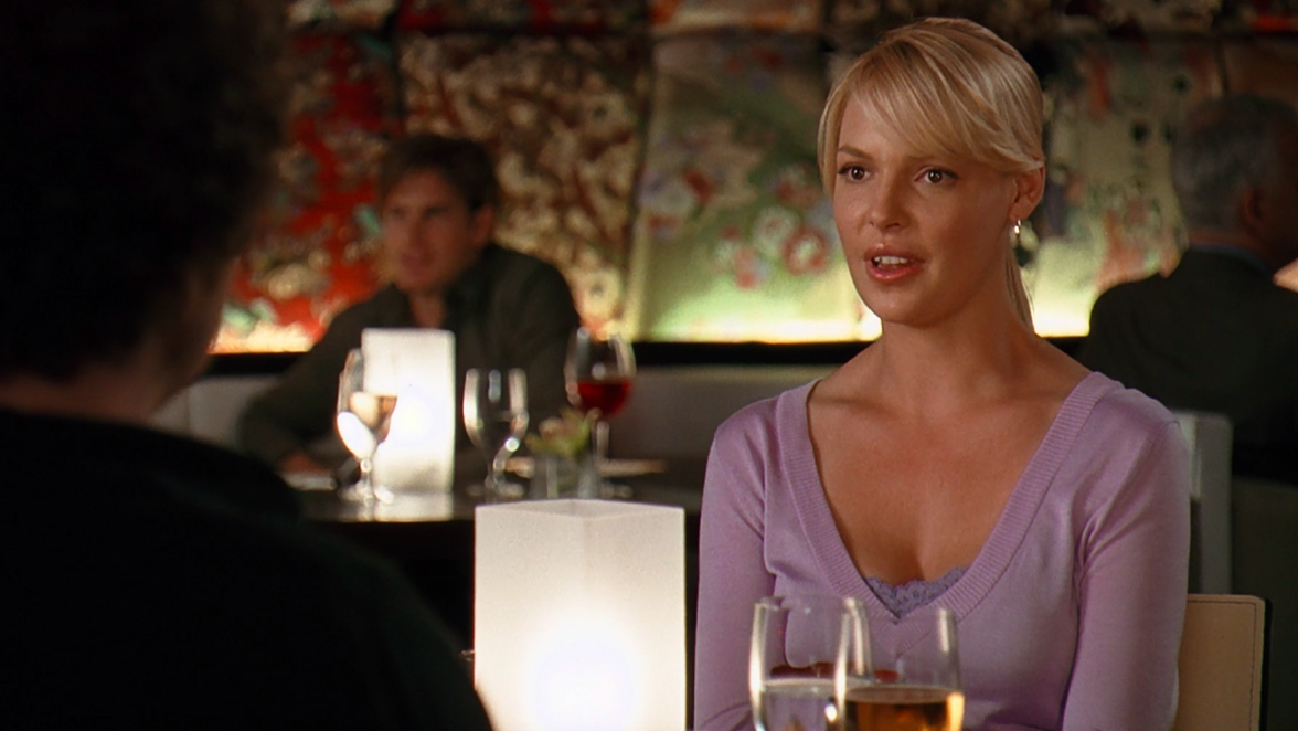 Katherine Heigl in a v-neck lavender sweater in &quot;Knocked Up&quot;