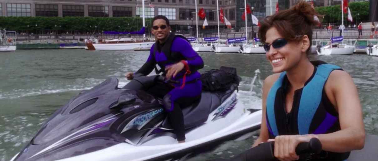 Will Smith and Eva Mendes on jet skis