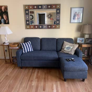 reviewer photo of blue couch in a living room