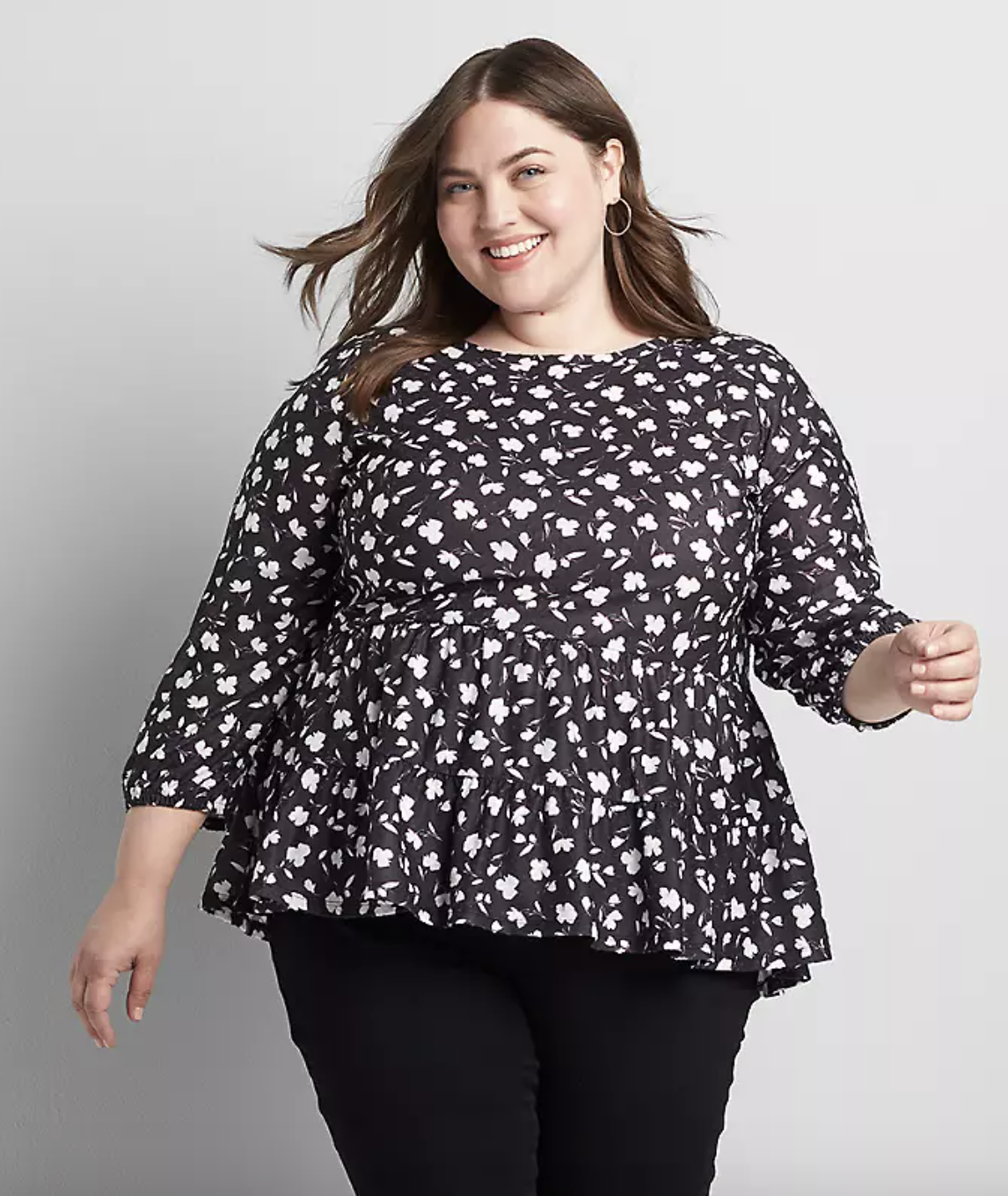 Miuye Womens Tops Loose Floral Print Blouse Summer T-Shirt Plus Size Tunic Shirt Sweatshirt 