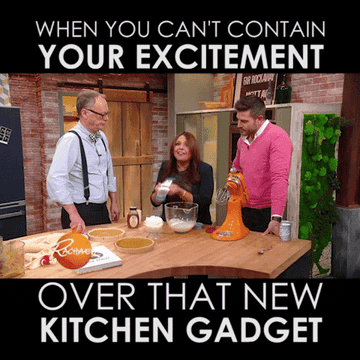 Rachel Ray being excited about a kitchen gadget