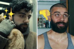 Two Oscar Isaac roles marked with a sparkle and a thumbs down emoji