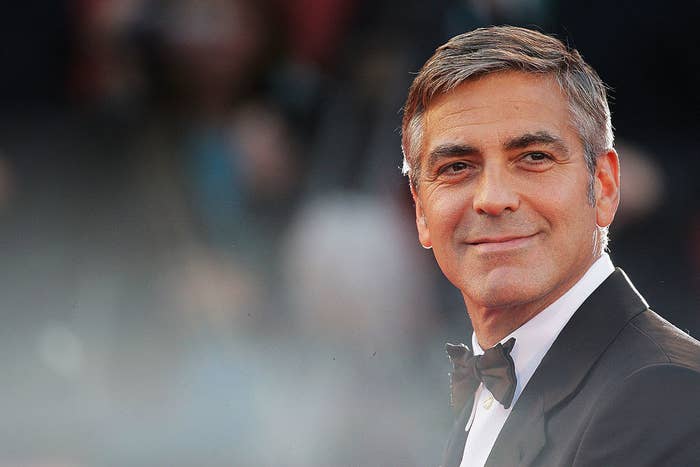 George Clooney smiling at &quot;The Men Who Stare at Goats&quot; premiere