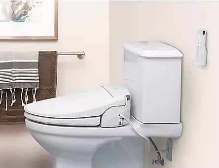 The bidet installed on a toilet