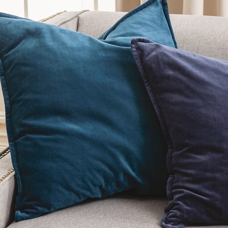 Two shades of blue pillowcases in a home