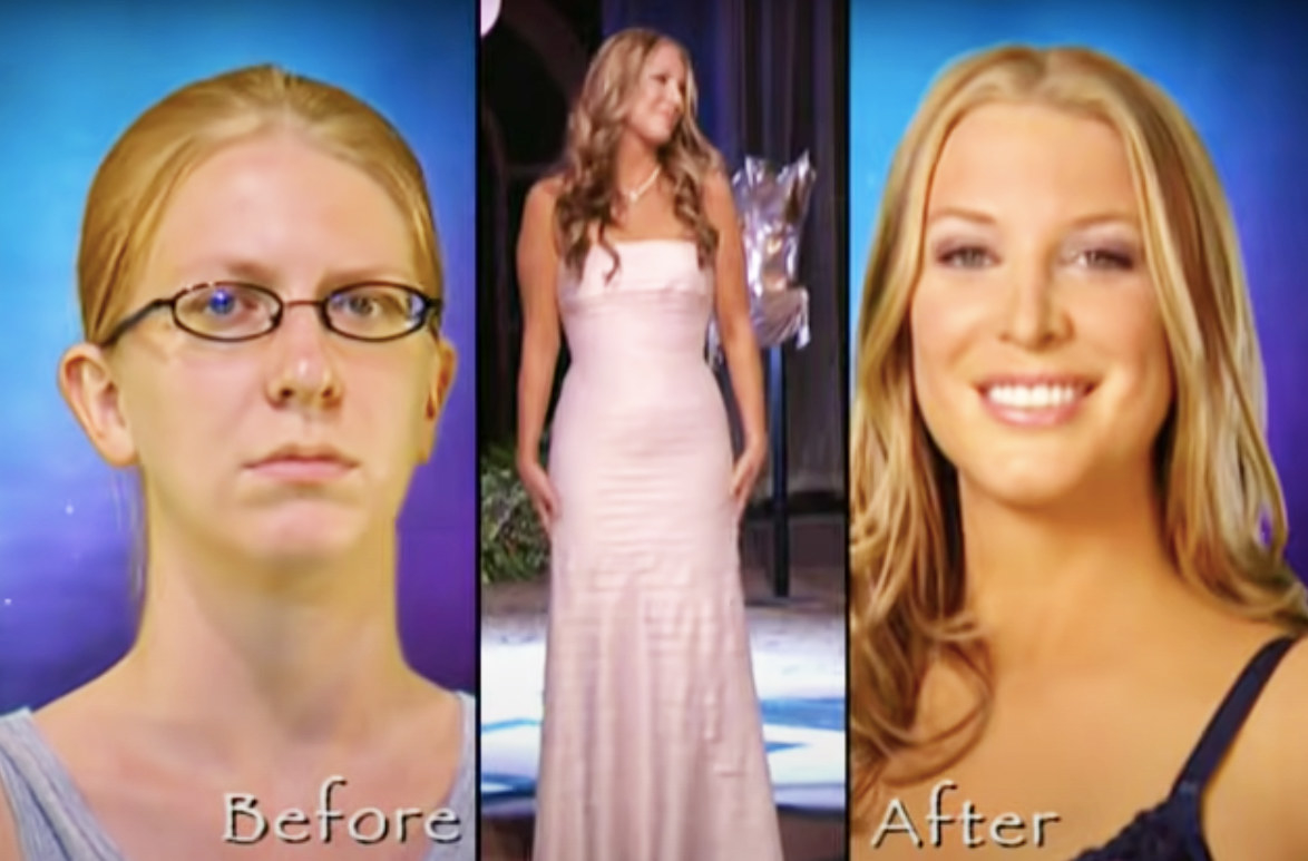 the before and after of a woman&#x27;s makeover