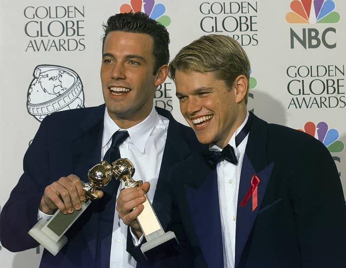 The pair posing with their Golden Globes