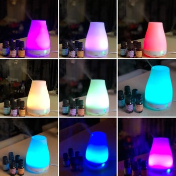 Reviewer photo grid of the diffuser in different colors