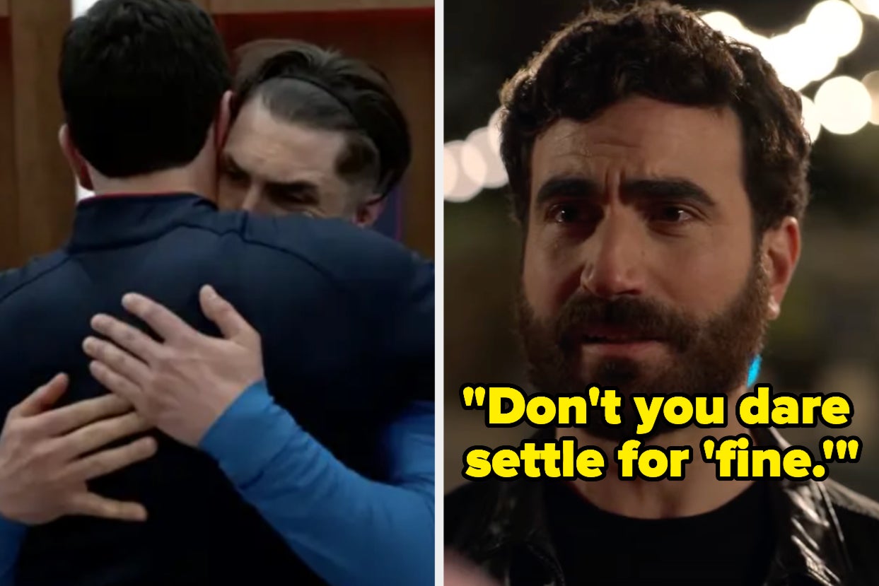 Roy hugs Jamie and Roy tells Rebecca not to ever settle for "fine"