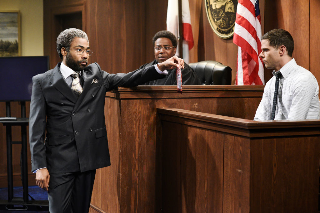 Donald Glover in a court room sketch