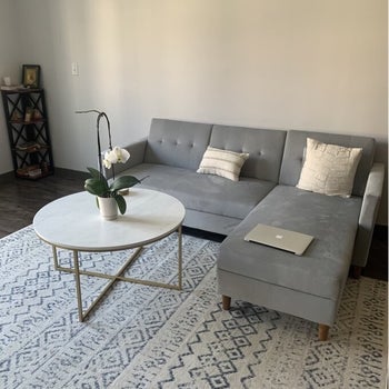 Reviewer's photo of gray sectional sofa