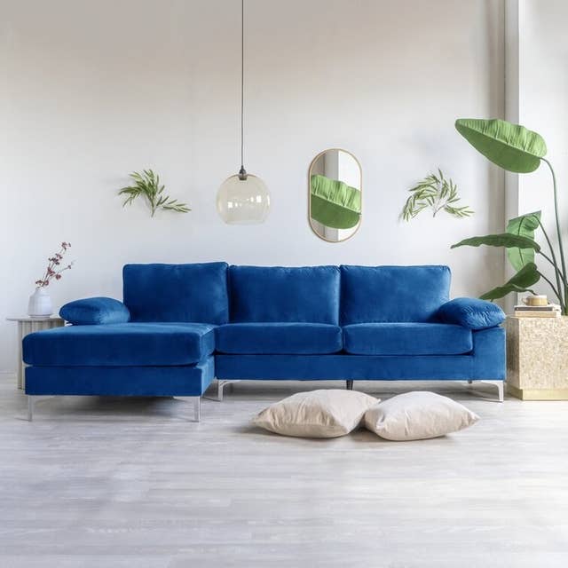 Royal Blue Velvet Sectional Sofa | Baci Living Room