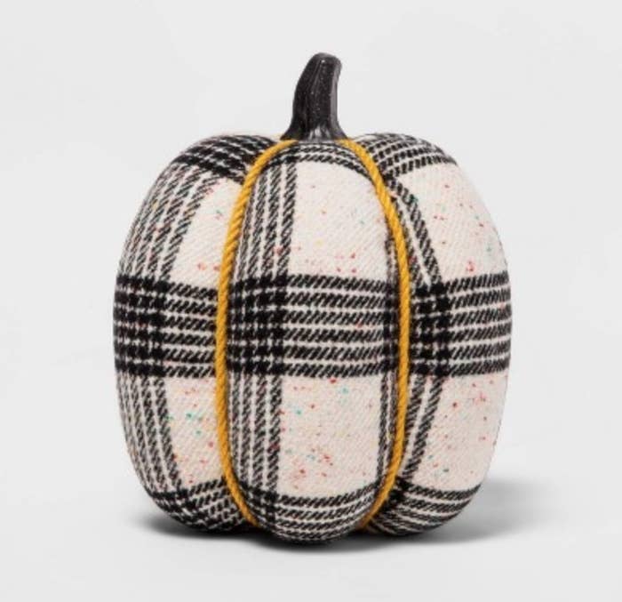 the pumpkin in black and white tweed