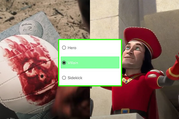 Wilson from Castaway and Lord Farquaad and the options hero, villain, and sidekick