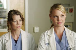 Ellen Pompeo and Katherine Heigl on Grey's Anatomy