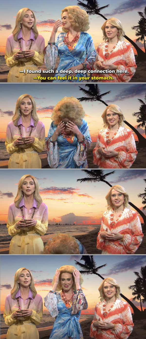 12. unscripted: When Adele had such a big laughing fit during the "Africa Tourism" sketch that she had to crouch down.