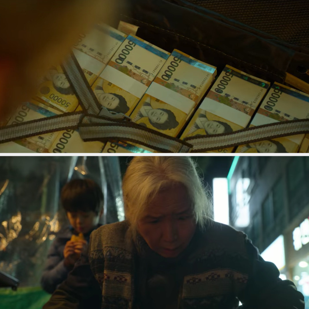 Sang-Woo&#x27;s mom sees the briefcase of money