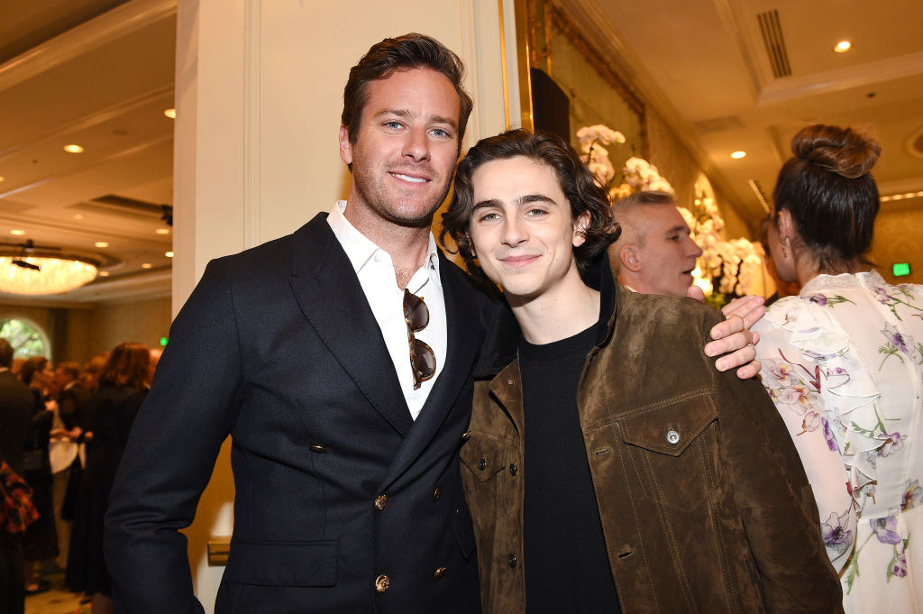 Armie Hammer (L) and Timothee Chalamet attend The BAFTA Los Angeles Tea Party