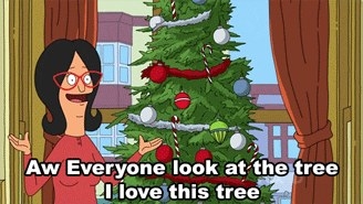 Character saying aw everyone look at the tree, I love this tree