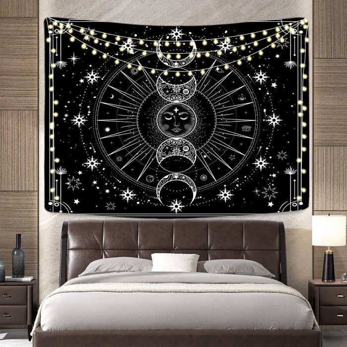 Tapiz fases de la luna negro