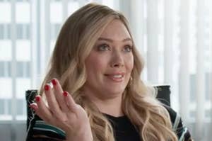 image of hilary duff looking like "of course"