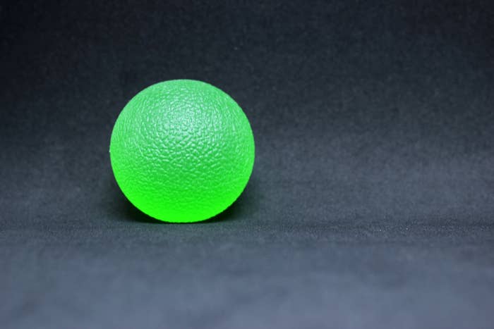 A neon-colored rubber ball