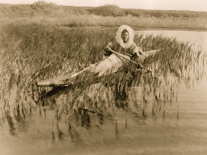 An Inuit kayaking