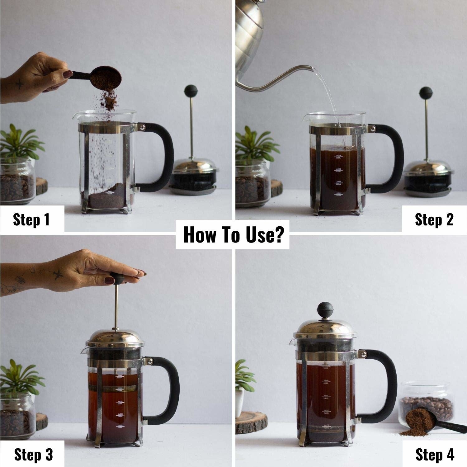 Instructions on how to use the French Press