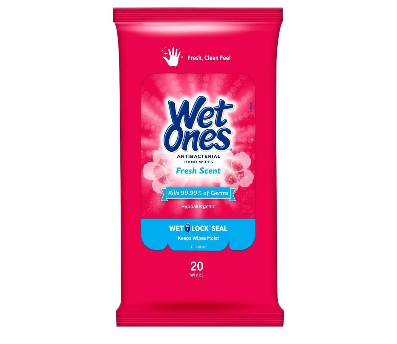the pink package of wet wipes