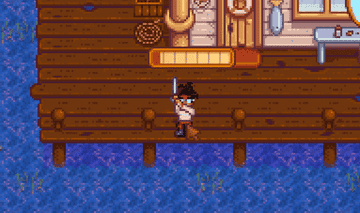 A Stardew Valley player fishing.