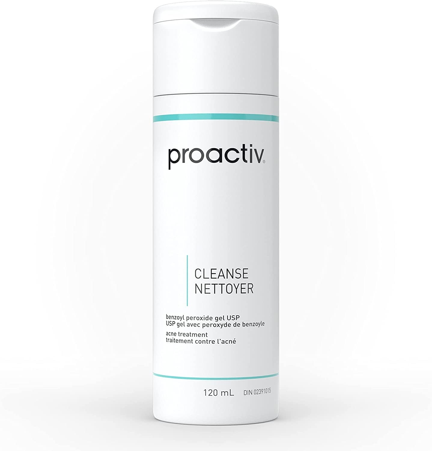 The bottle of cleanser on a blank background