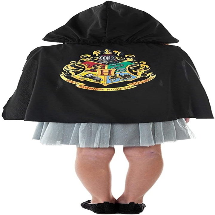 Close-up of the Hogwarts logo on the back of cloak