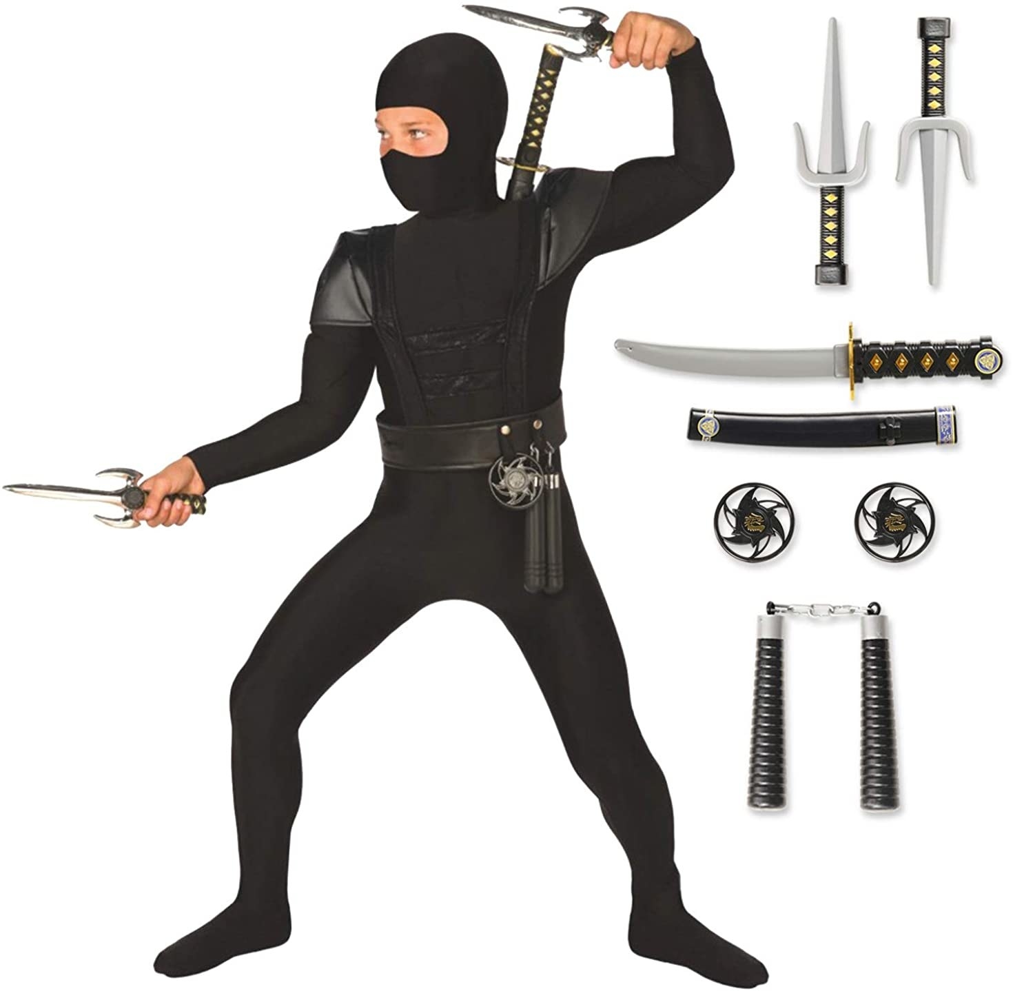 The ninja costume and accessories
