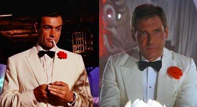Indiana vestido como el Bond de Sean Connery