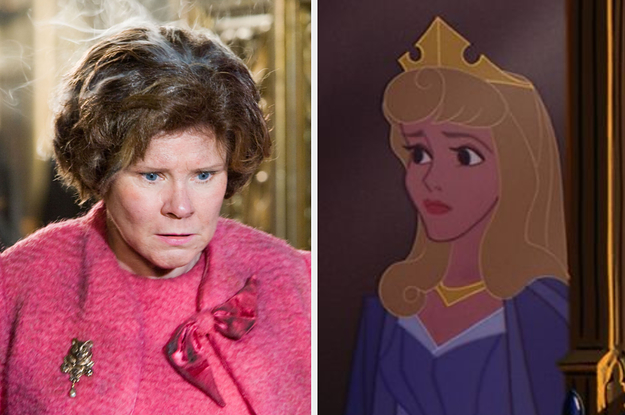dolores umbridge on the left and aurora on the right