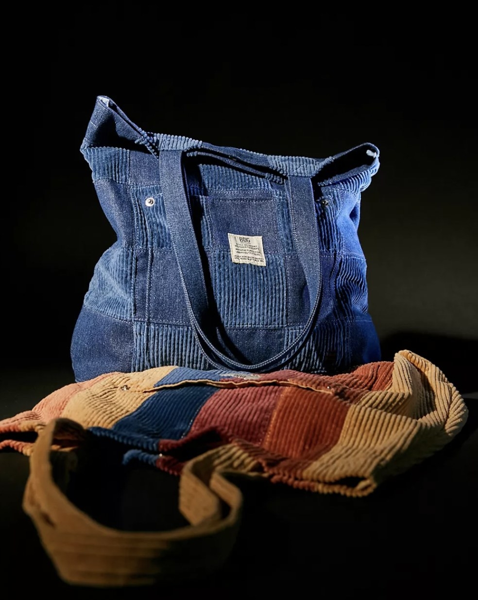 the bag in blue corduroy