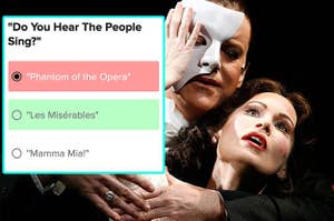 A screenshot of the quiz next to a picture of the Phantom of the Opera