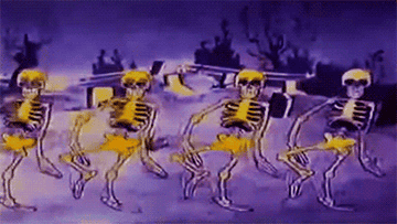 Animated yellow skeletons dancing