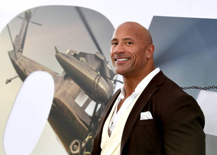 Dwayne Johnson at a movie premiere.