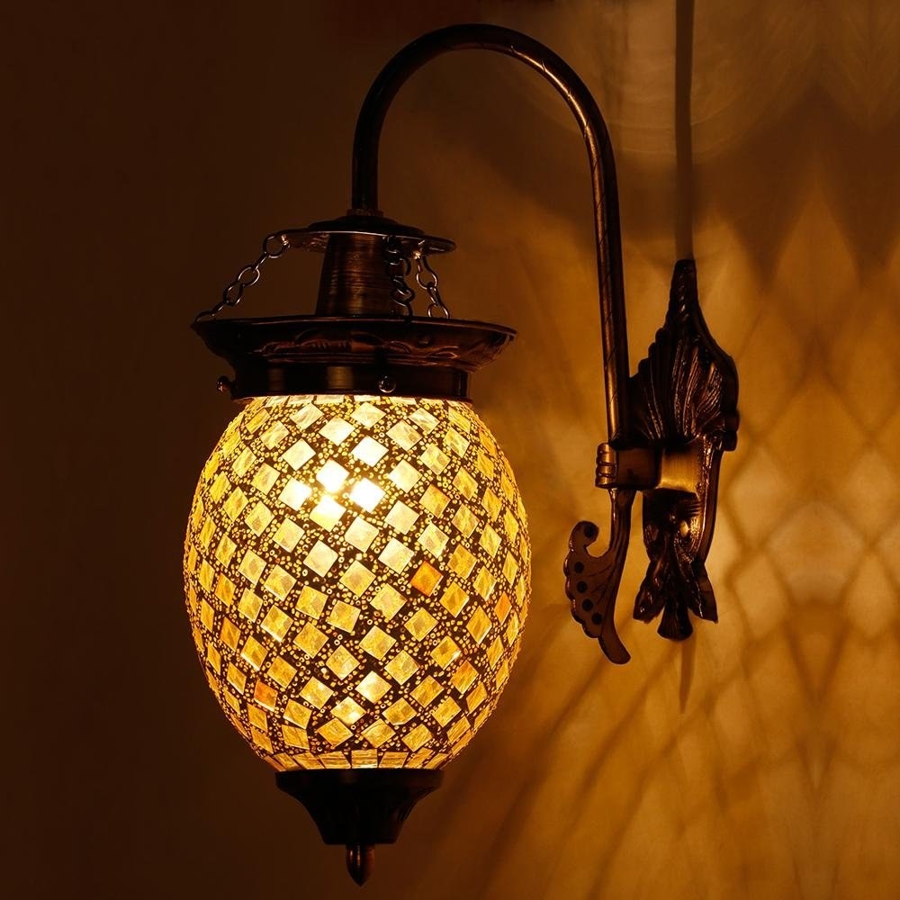 A lit-up wall lamp
