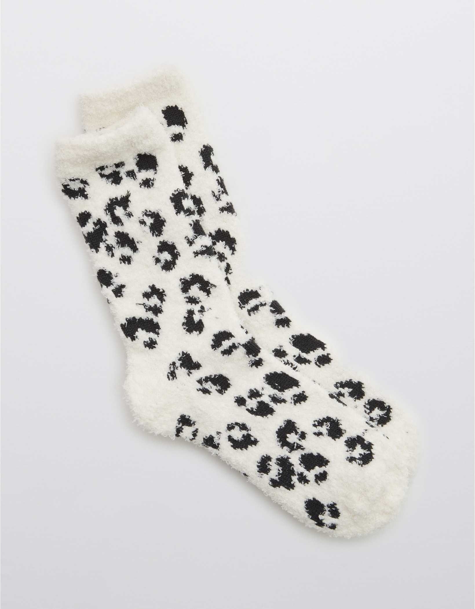 the socks in white with black spots