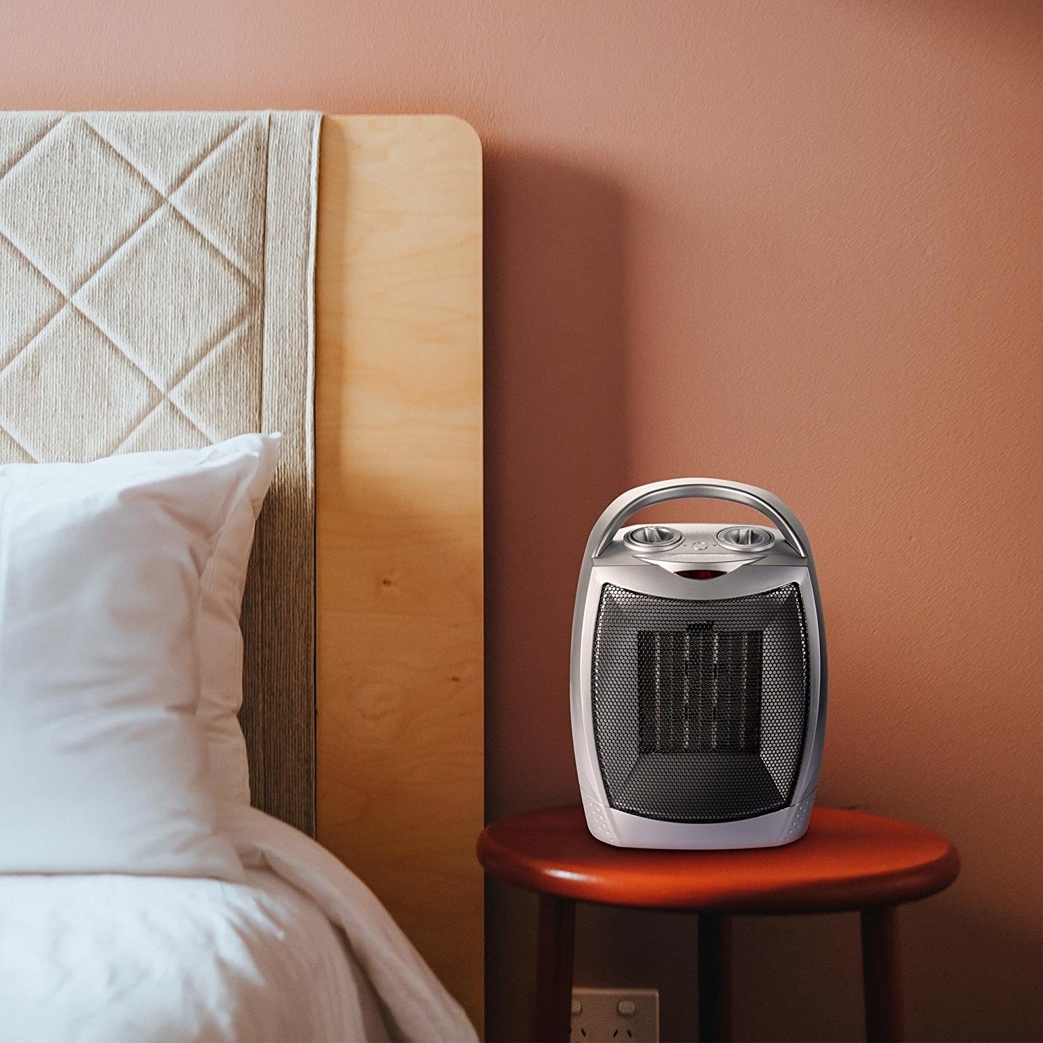 The heater on a bedside table