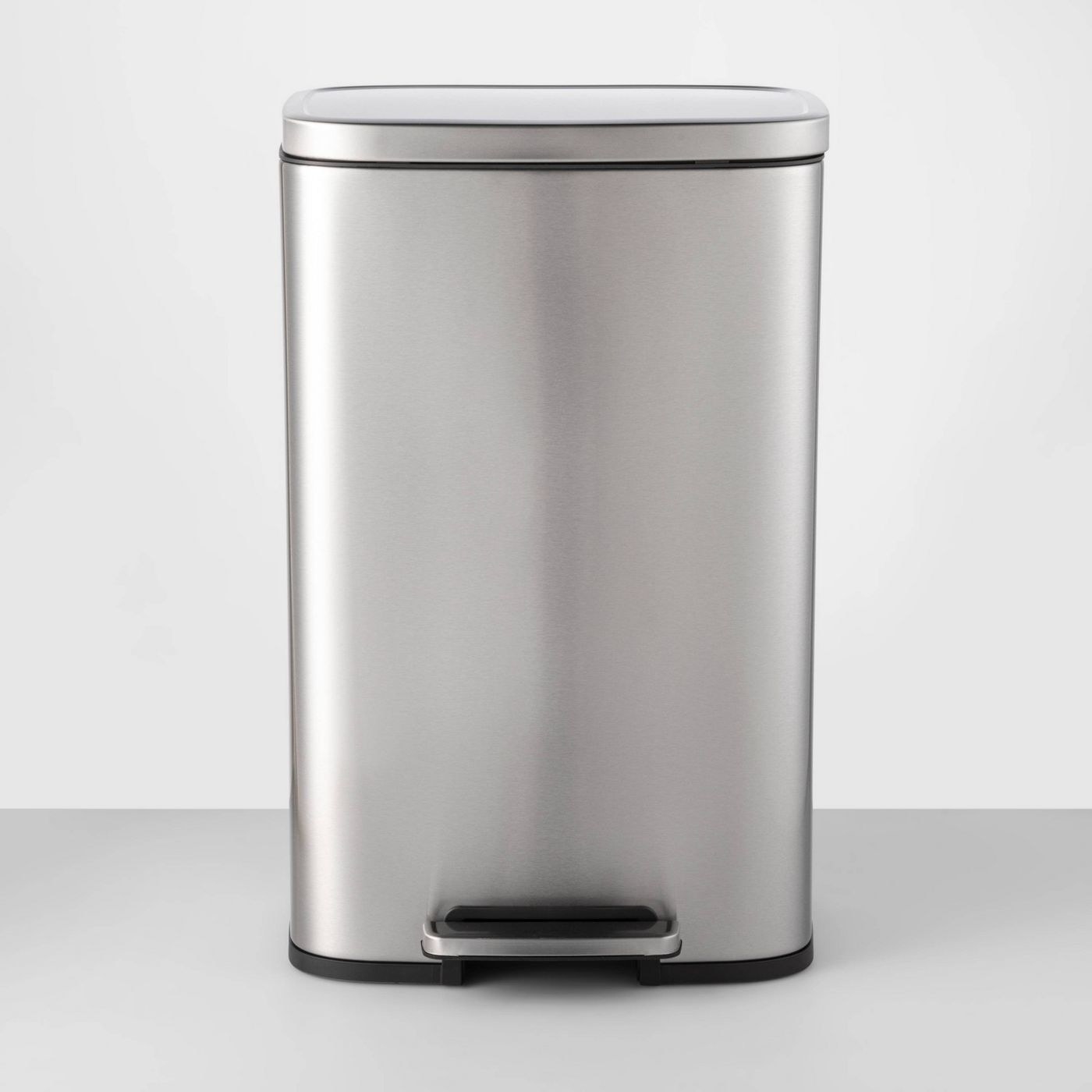 the silver trash can
