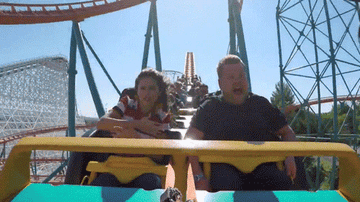 Selena Gomez and James Corden on a roller coaster during an episode of &quot;Carpool Karaoke&quot;