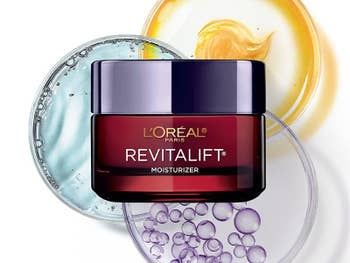 L’Oréal Paris Revitalift Triple Power Anti-Aging Face Moisturizer with ingredient graphics